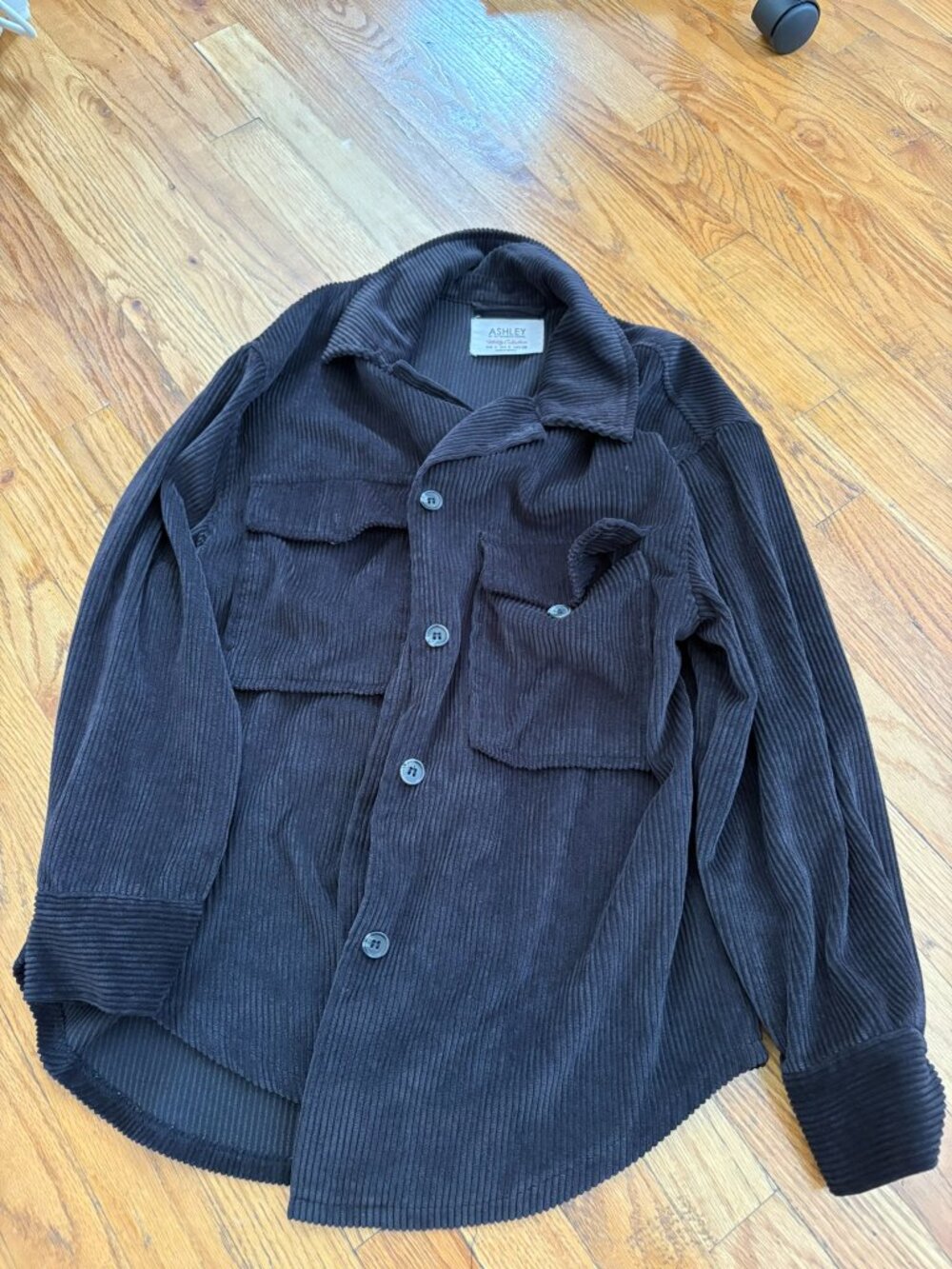 Black corduroy button down